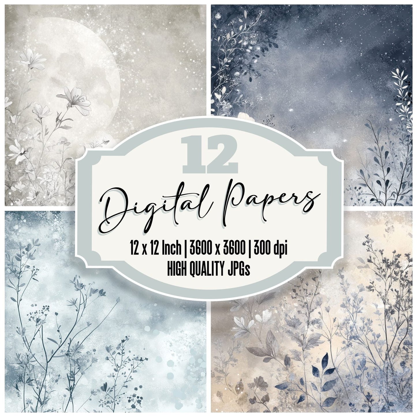 Lunar Botanicals Florals Digital Paper Pack (DDD002396)