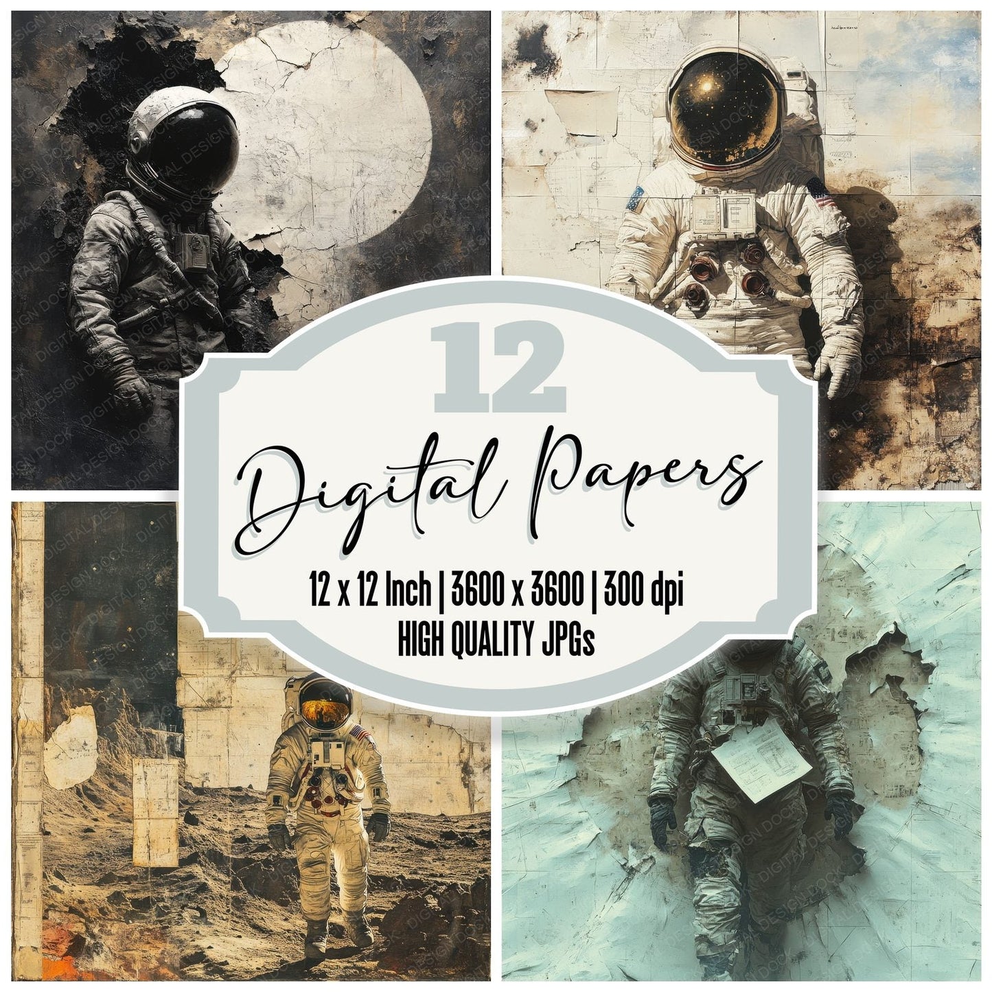 Lunar Crater Suit Digital Paper Pack (DDD002397)