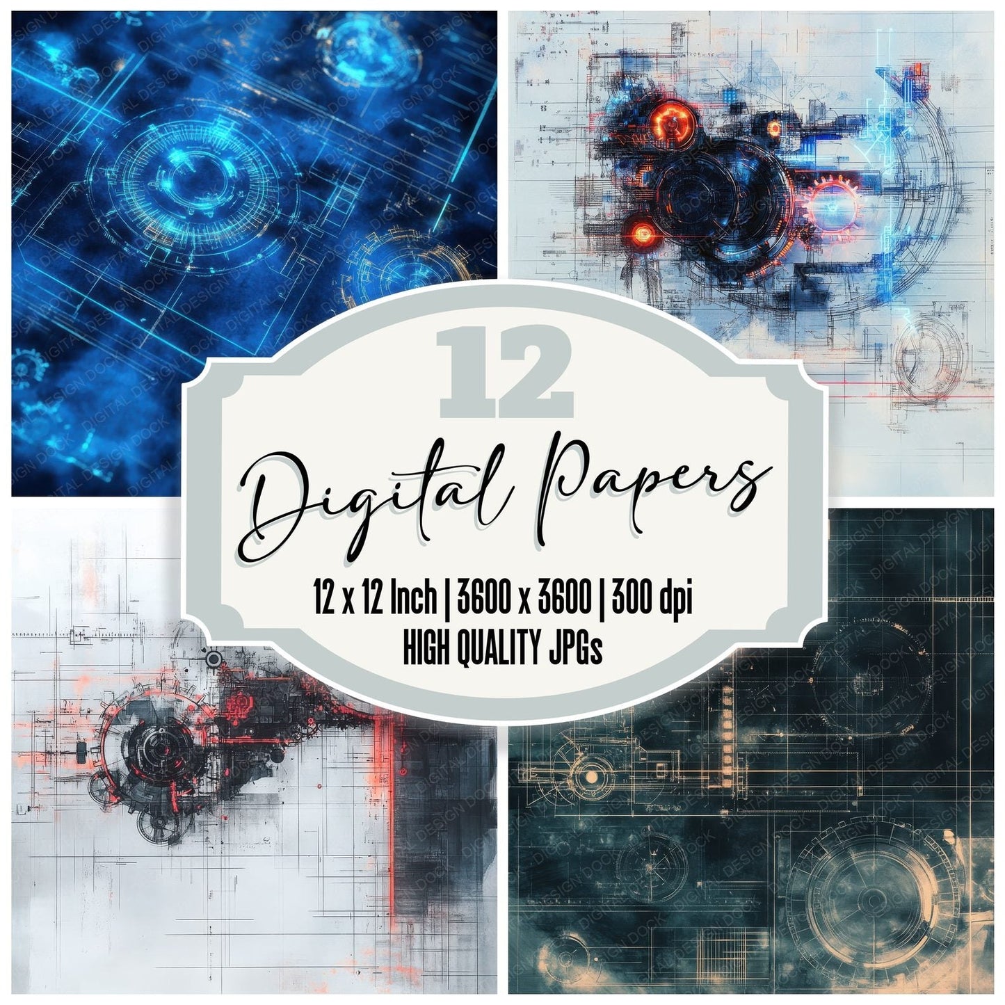 Machine Sketch Loop Digital Paper Pack (DDD002402)