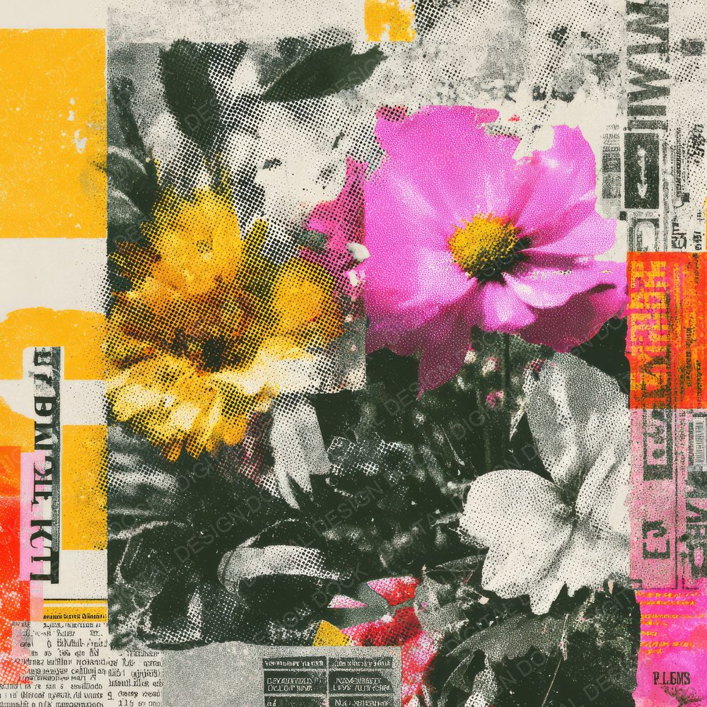 Magazine Bold Type Flower Digital Paper Pack (DDD002404)