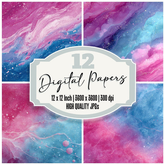 Magenta Cyan Wax Bubble Digital Paper Pack (DDD002407)
