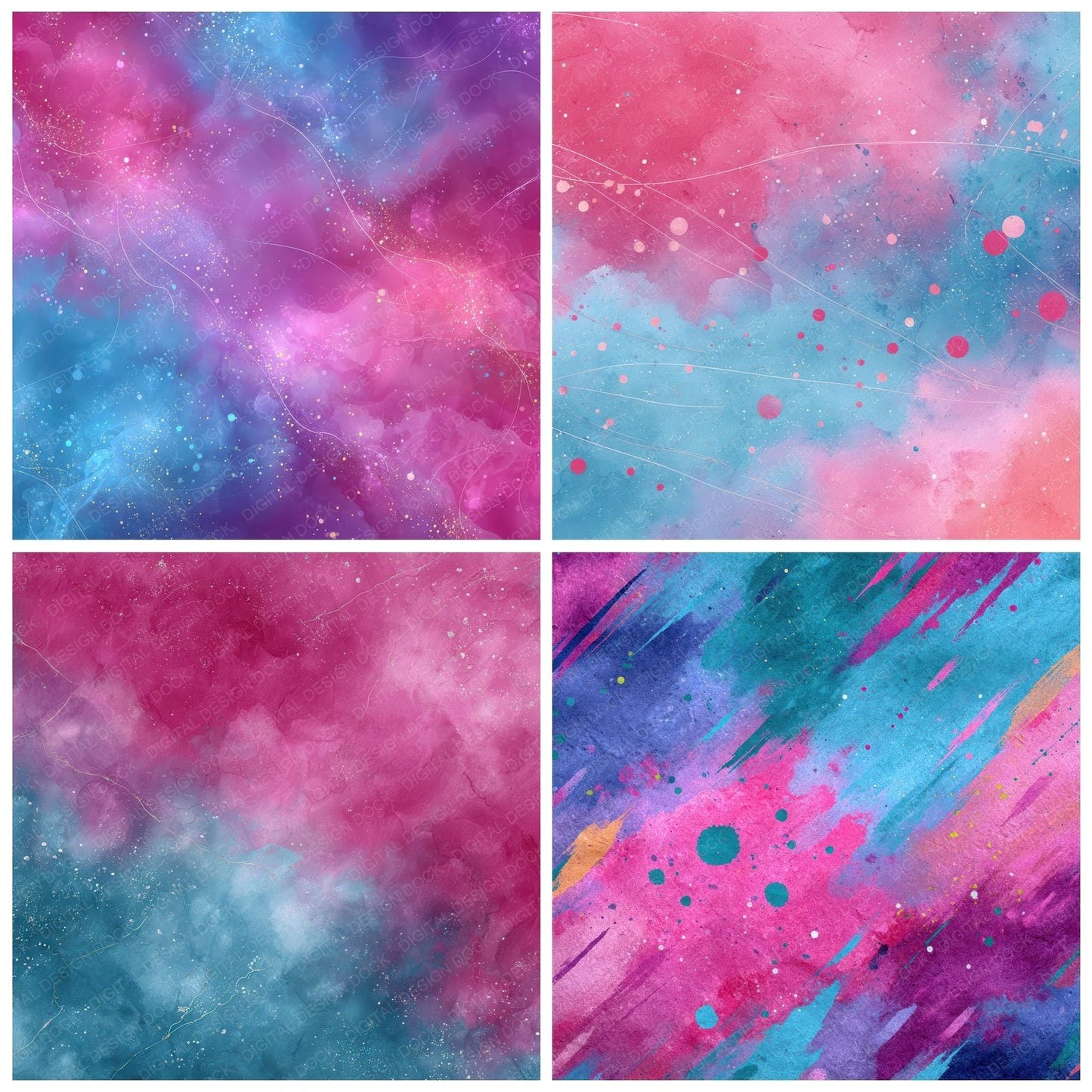 Magenta Cyan Wax Bubble Digital Paper Pack (DDD002407)