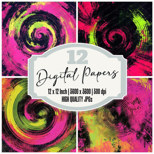 Magenta Green Chaos Digital Paper Pack (DDD002408)