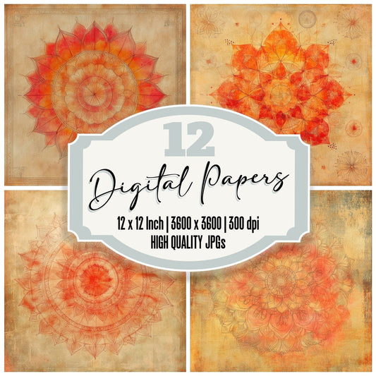 Mandala Lotus Glyph Digital Paper Pack (DDD002415)