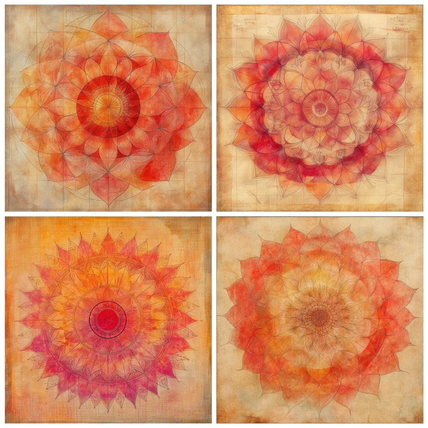 Mandala Lotus Glyph Digital Paper Pack (DDD002415)