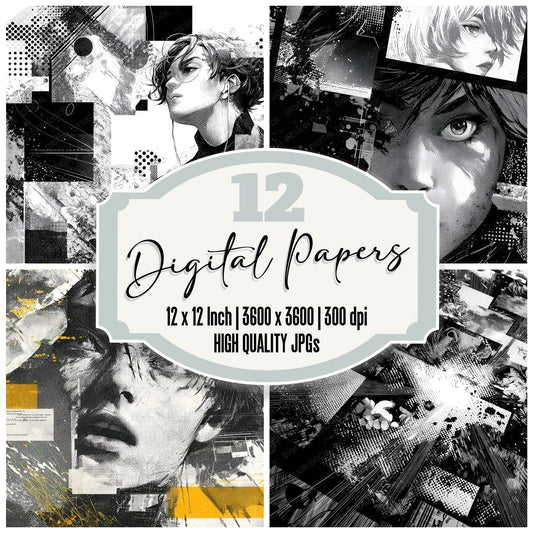 Manga Halftone Panel Ink Motion Digital Paper Pack (DDD002417)