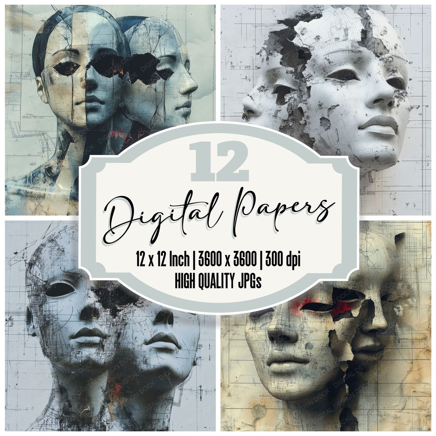 Mannequin Mold Shatter Digital Paper Pack (DDD002419)