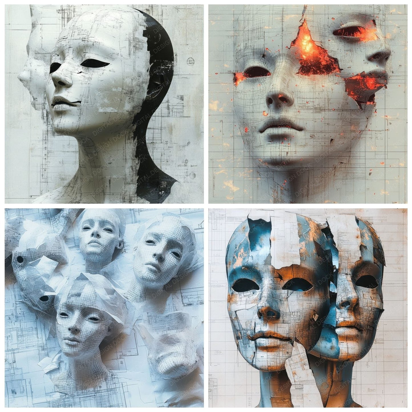 Mannequin Mold Shatter Digital Paper Pack (DDD002419)