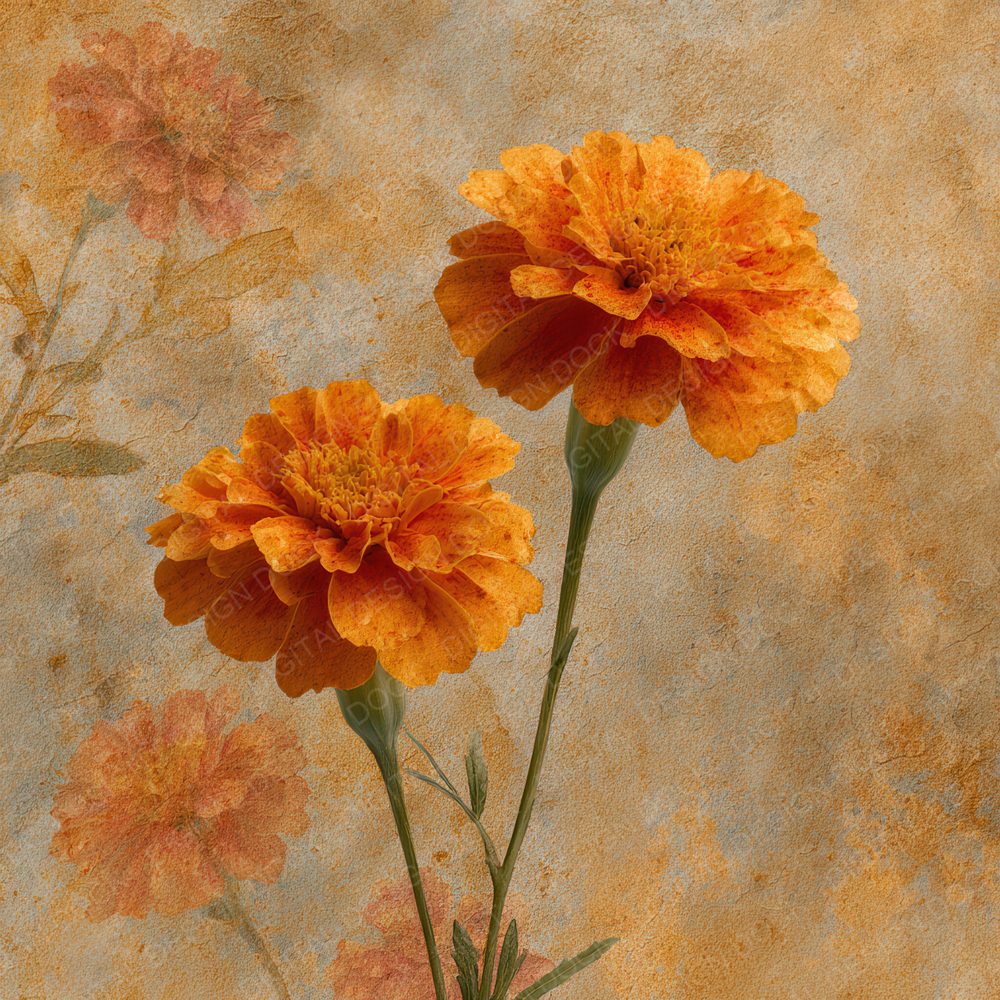 Marigold Clay Grain Floral Digital Paper Pack (DDD002429)