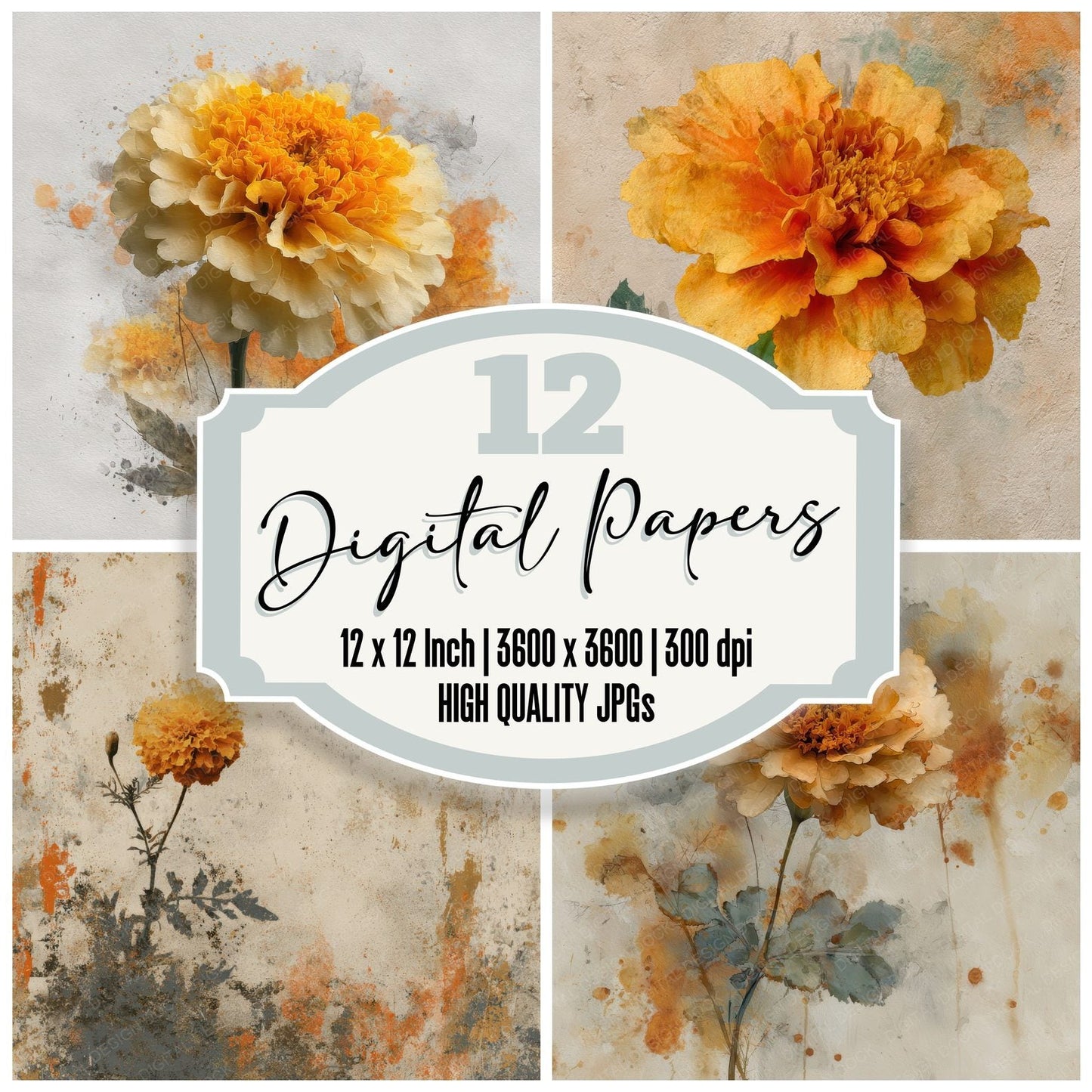 Marigold Ink Wash Digital Paper Pack (DDD002431)