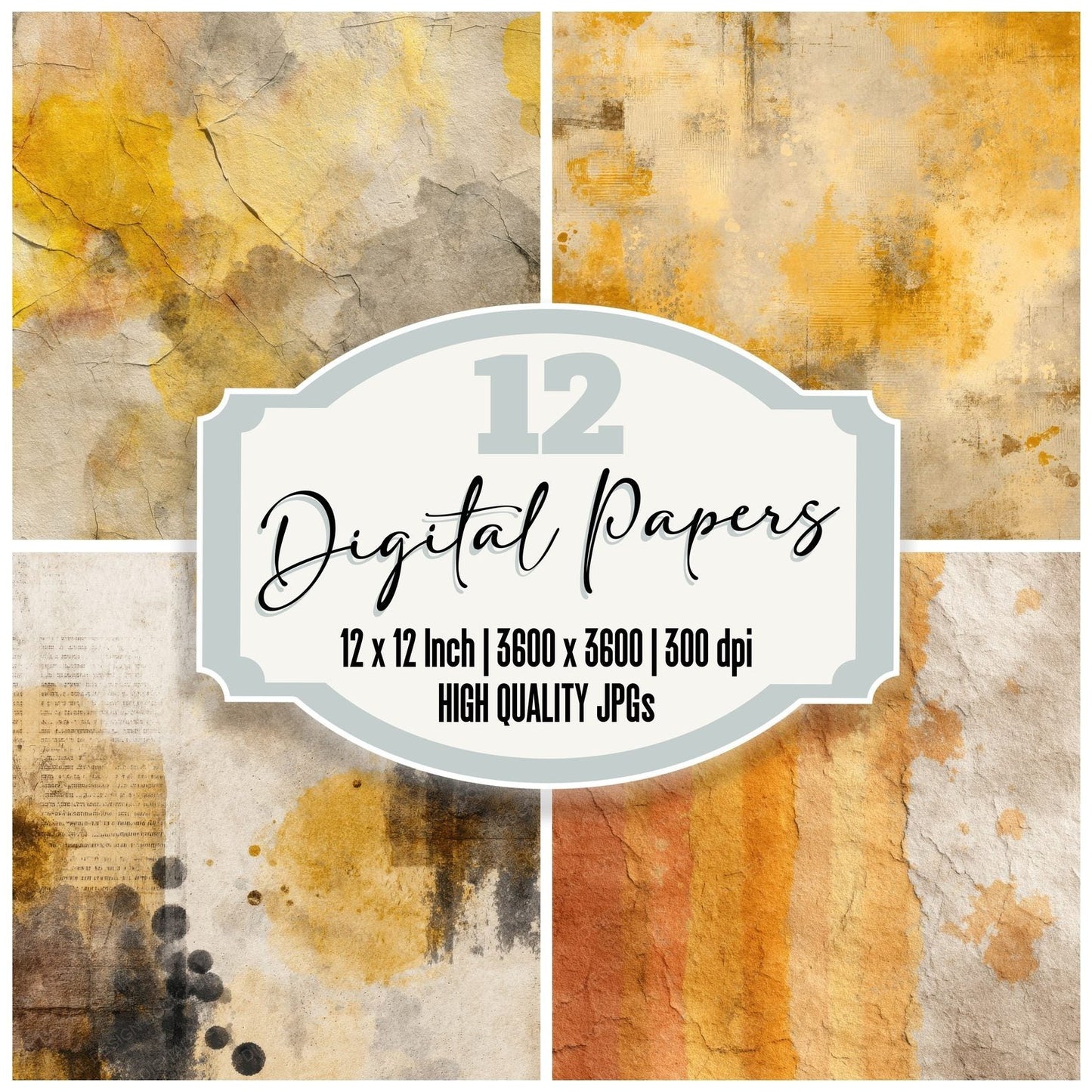Marigold Page Stripe Blotting Digital Paper Pack (DDD002433)