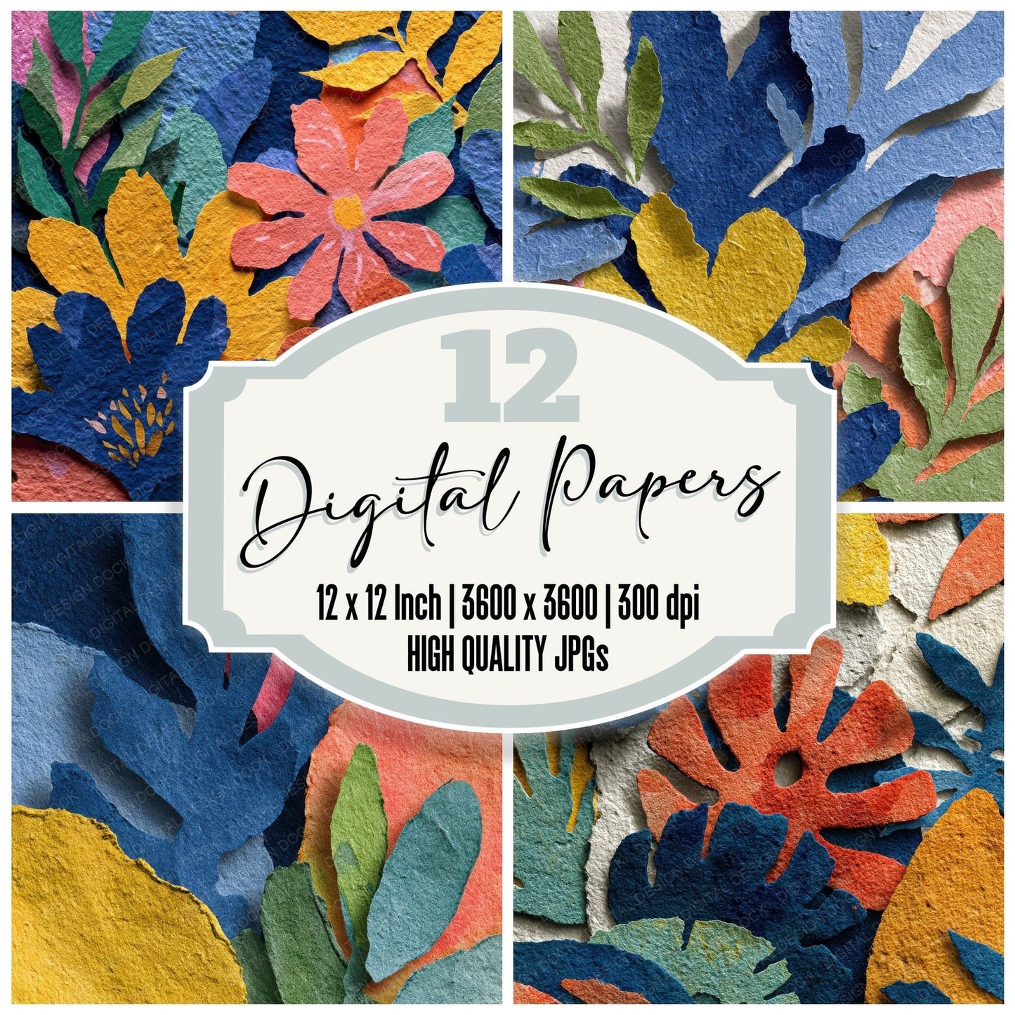 Matisse Bold Floral Shapes Digital Paper Pack (DDD002439)