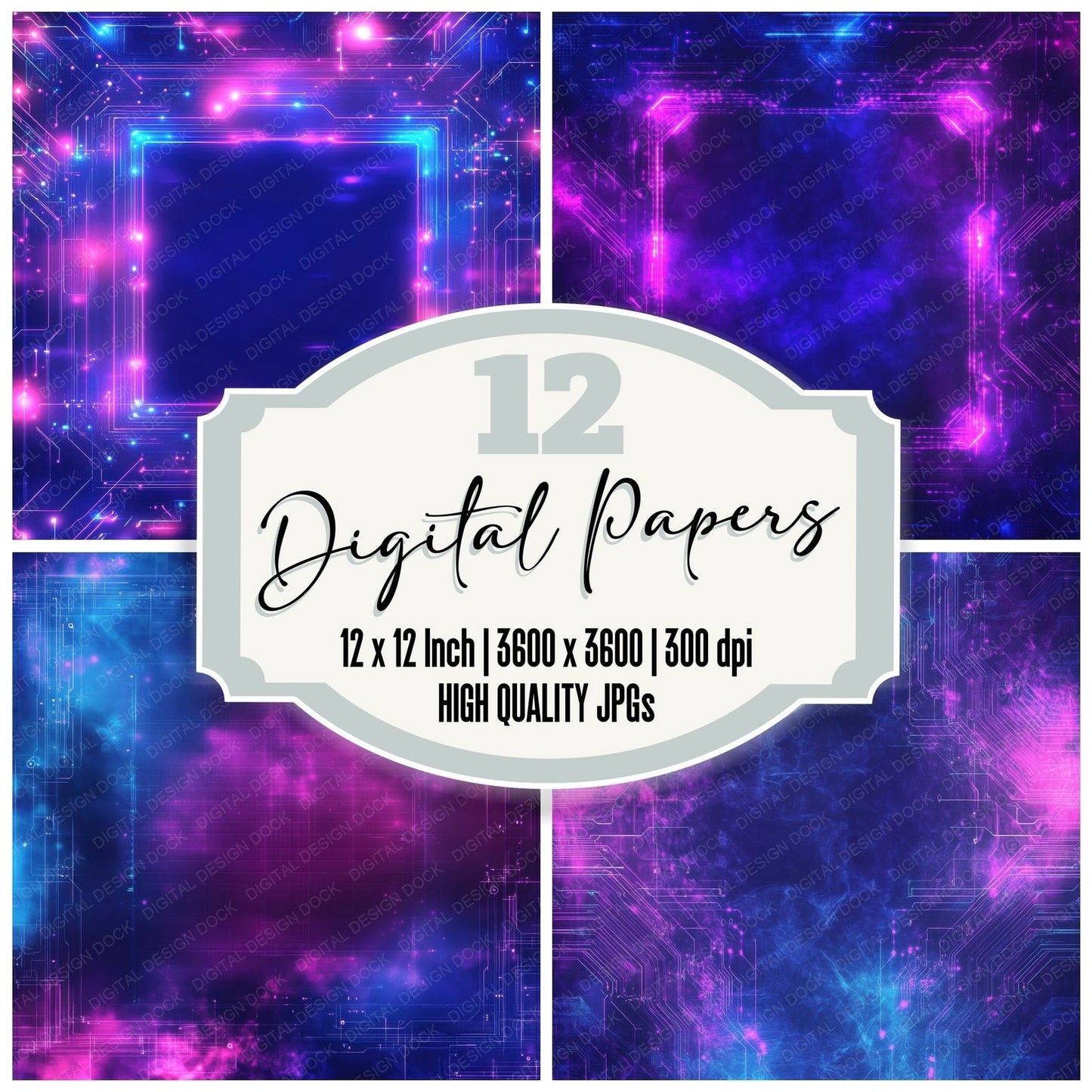 Matrix Glow Grid Trim Digital Paper Pack (DDD002448)