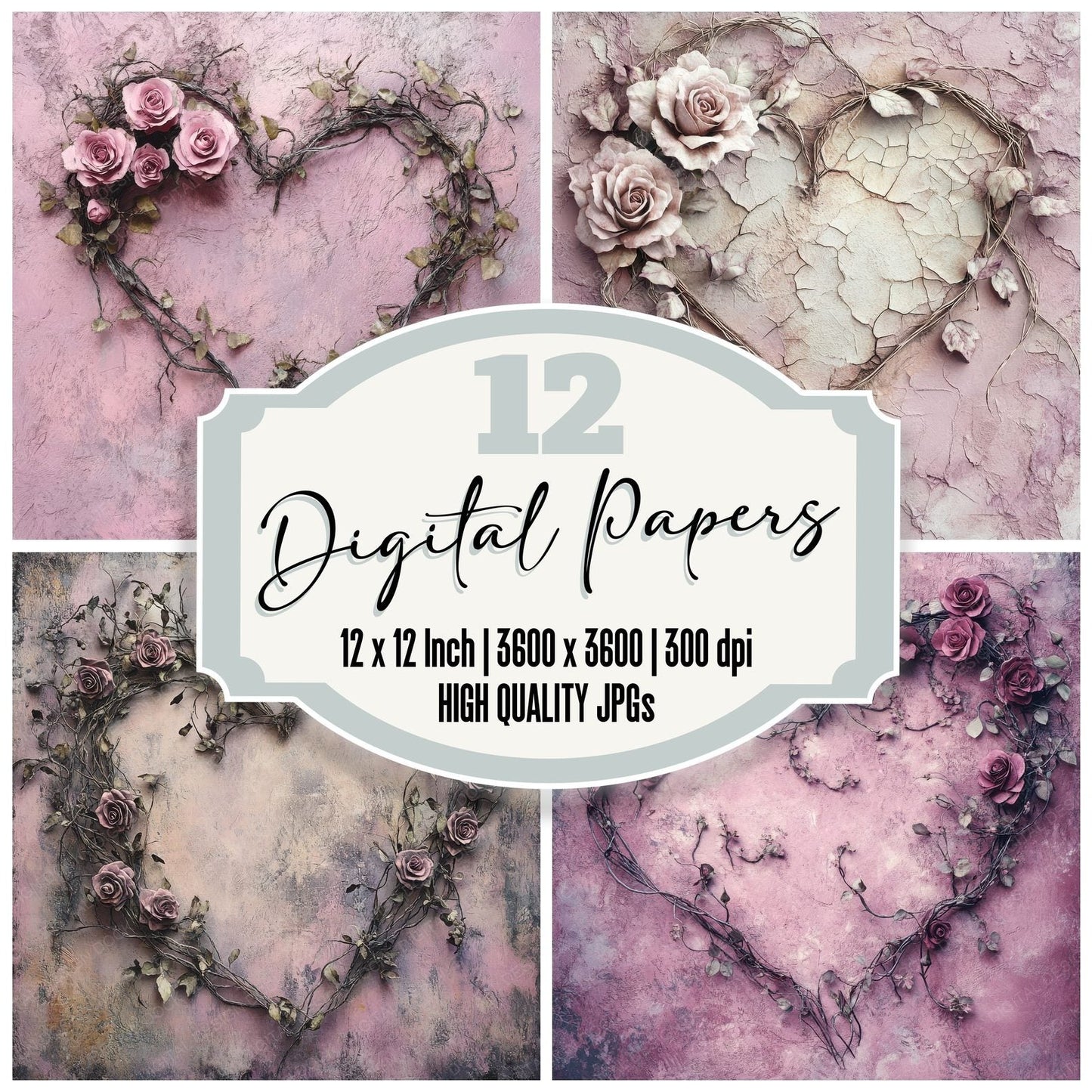 Mauve Broken Bloom Digital Paper Pack (DDD002450)