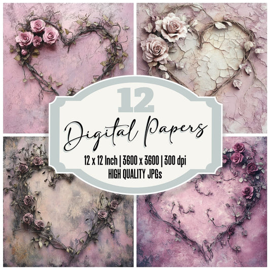 Mauve Broken Bloom Digital Paper Pack (DDD002450)