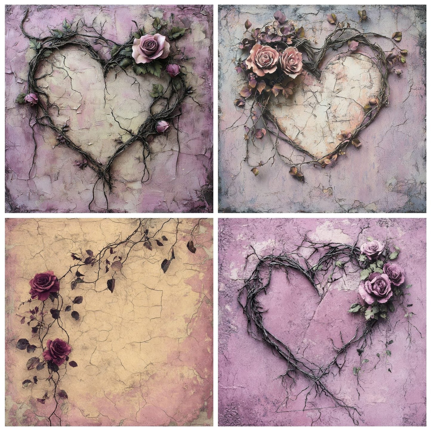 Mauve Broken Bloom Digital Paper Pack (DDD002450)