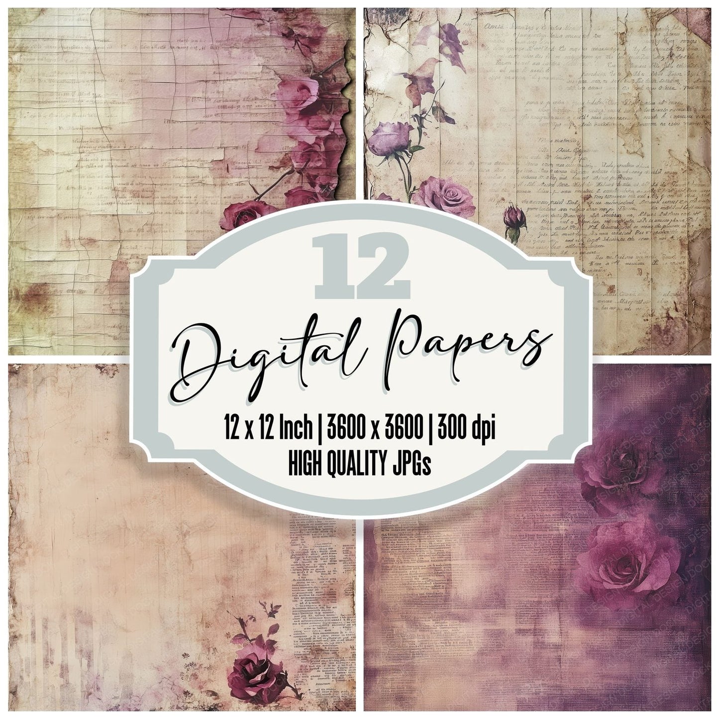 Mauve Ruin Letters Digital Paper Pack (DDD002456)
