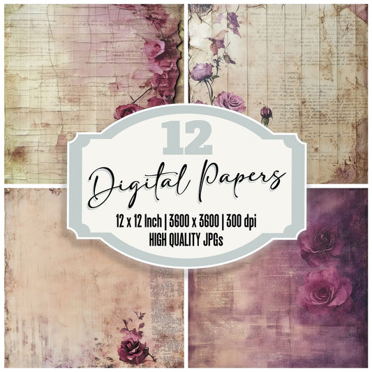 Mauve Ruin Letters Digital Paper Pack (DDD002456)