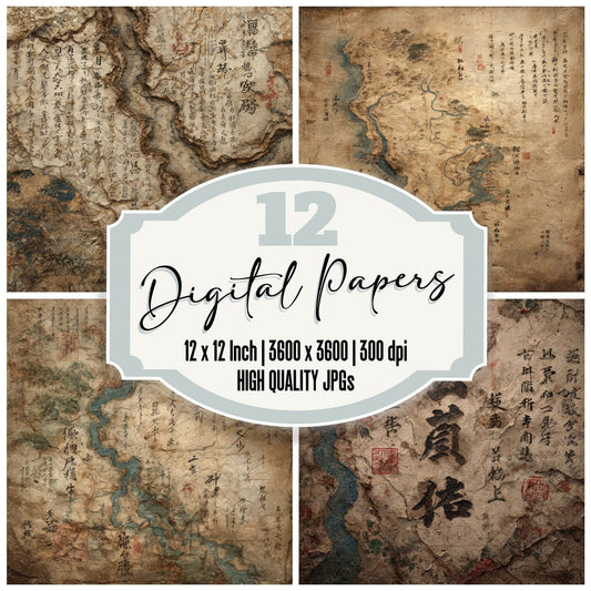 Meiji Map Ink Topo Script Digital Paper Pack (DDD002470)