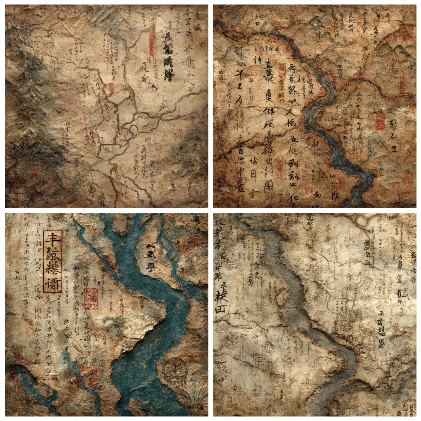 Meiji Map Ink Topo Script Digital Paper Pack (DDD002470)
