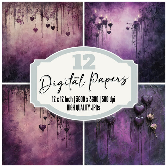 Melted Heart Shadow Digital Paper Pack (DDD002471)