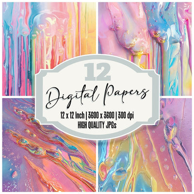 Melting Candy Dreams digital paper pack cover showing four of the 12 papers