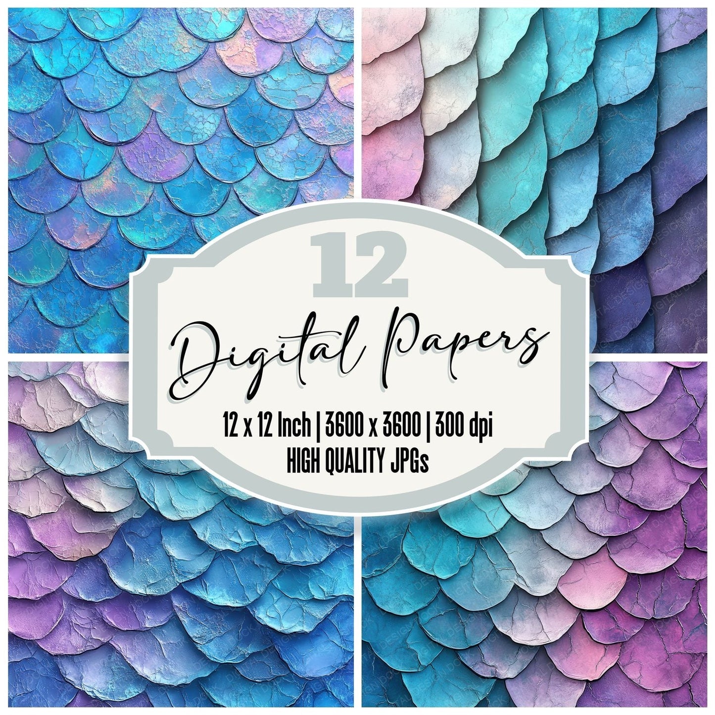 Mermaid Teal Coral Digital Paper Pack (DDD002481)