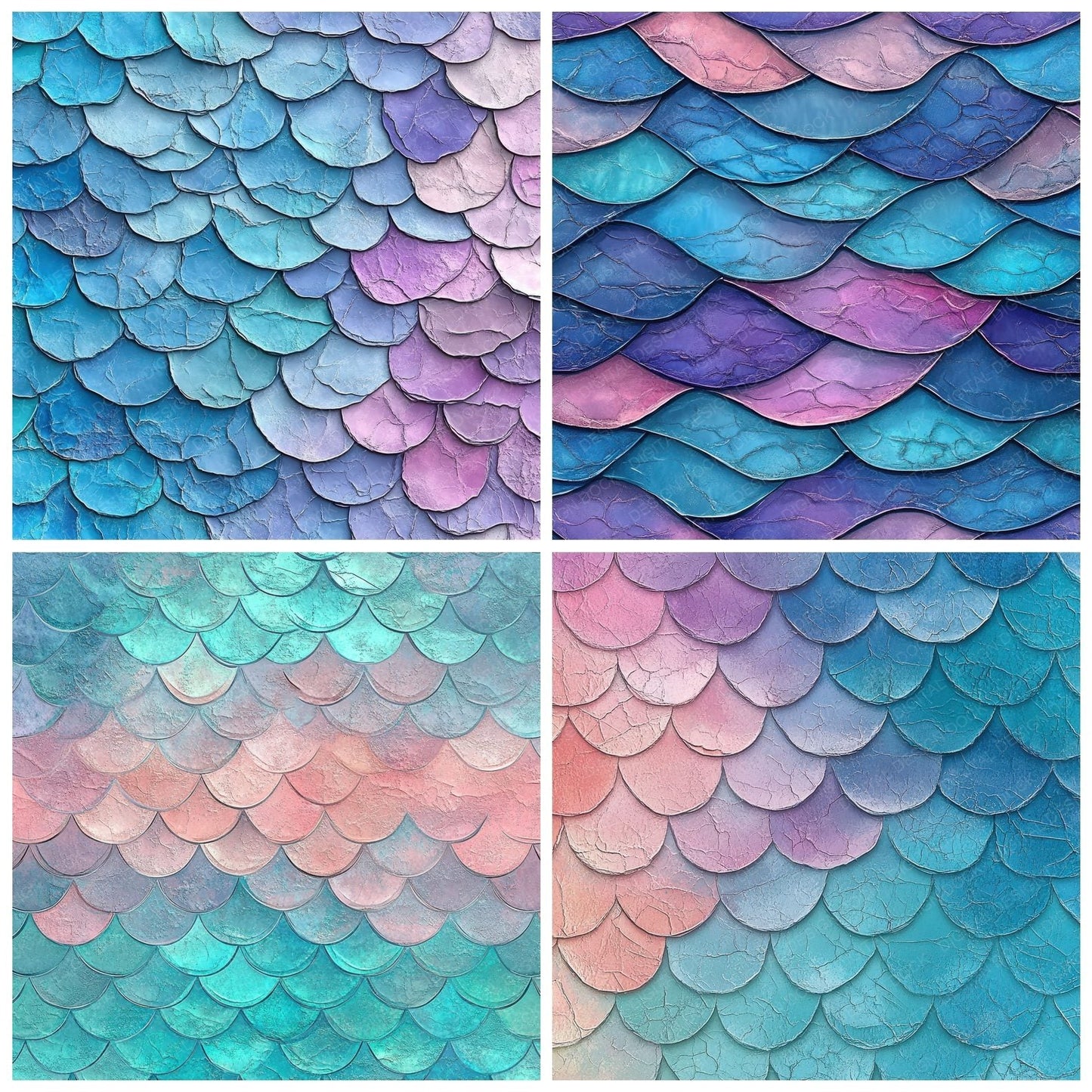 Mermaid Teal Coral Digital Paper Pack (DDD002481)