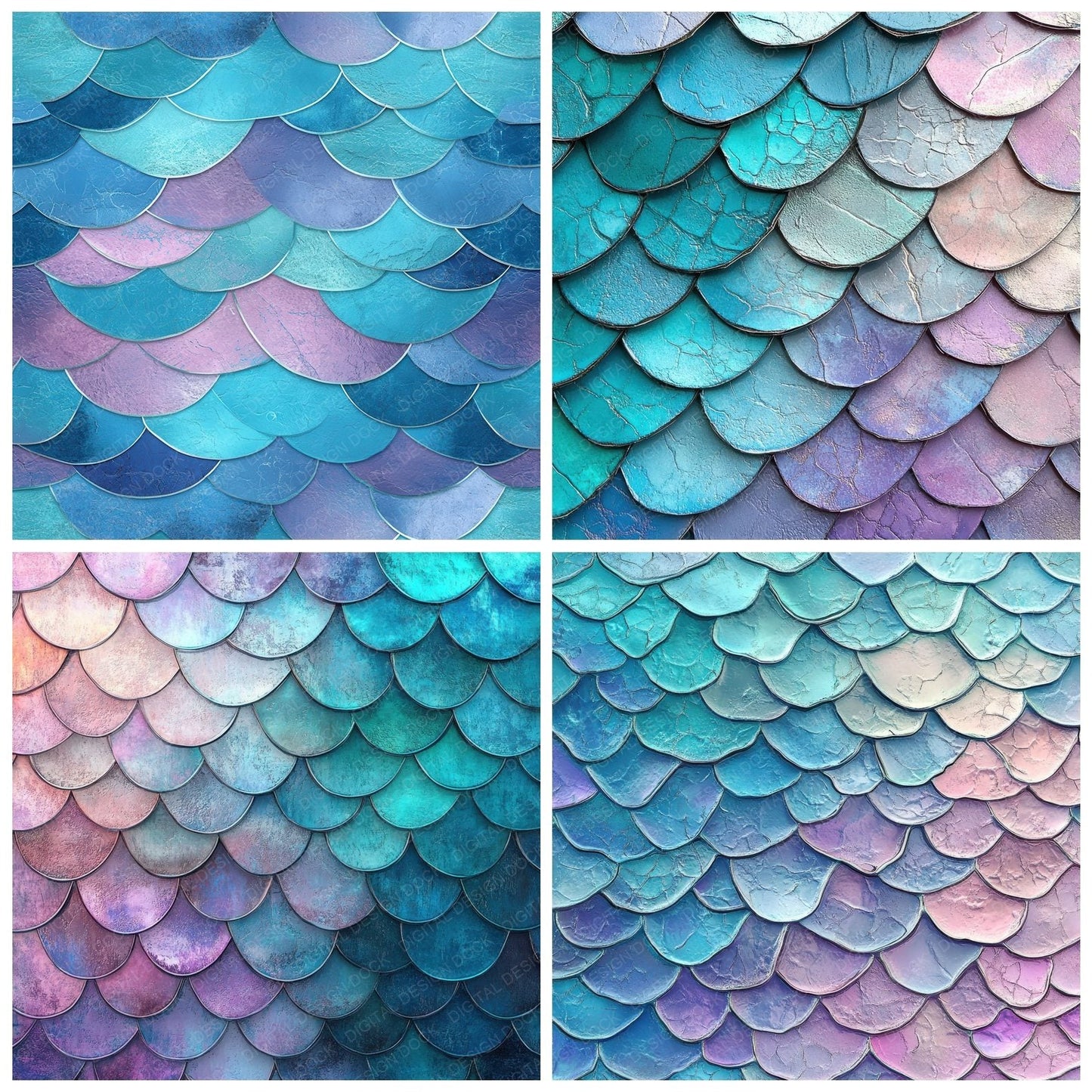 Mermaid Teal Coral Digital Paper Pack (DDD002481)