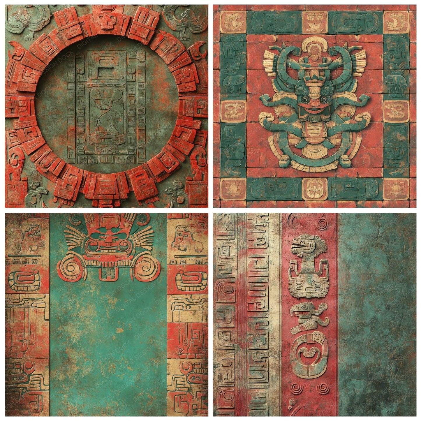 Mesoamerican Serpent Glyphs Digital Paper Pack (DDD002482)