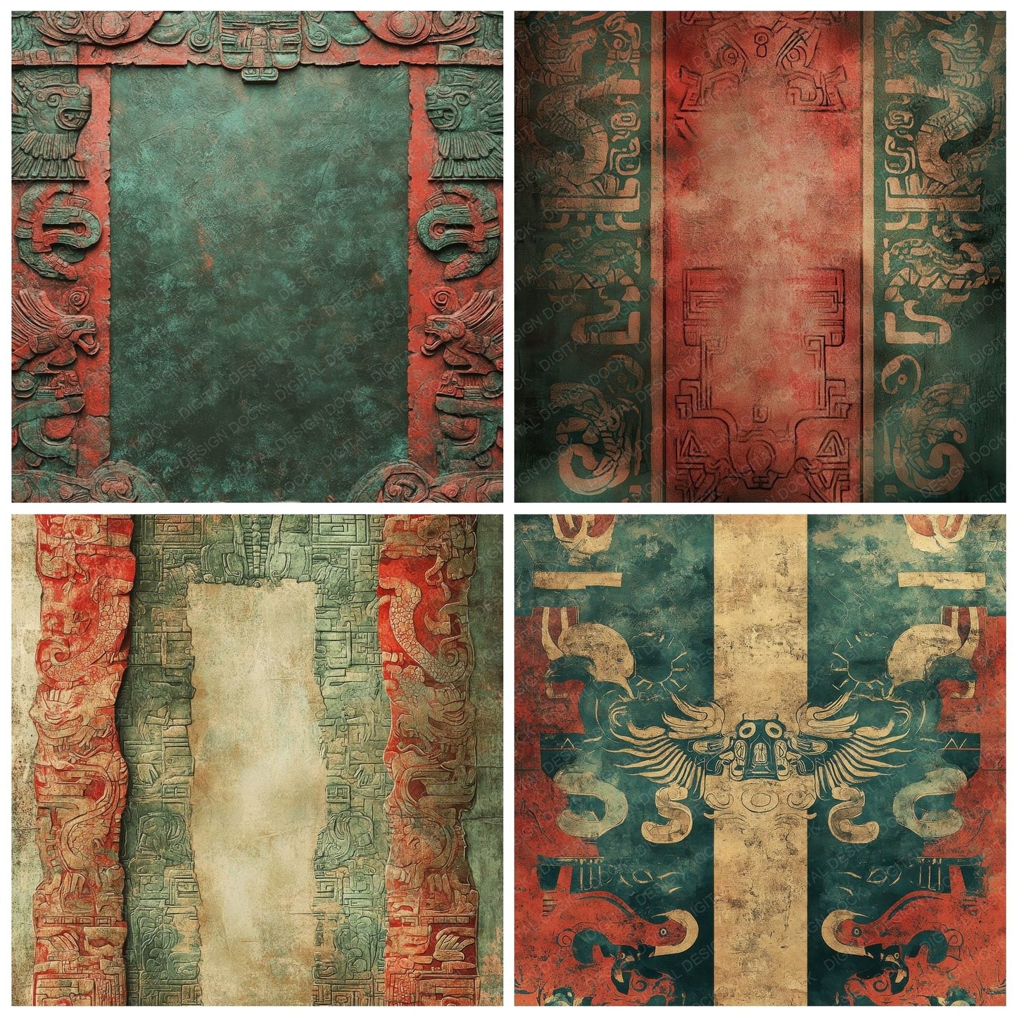 Mesoamerican Serpent Glyphs Digital Paper Pack (DDD002482)
