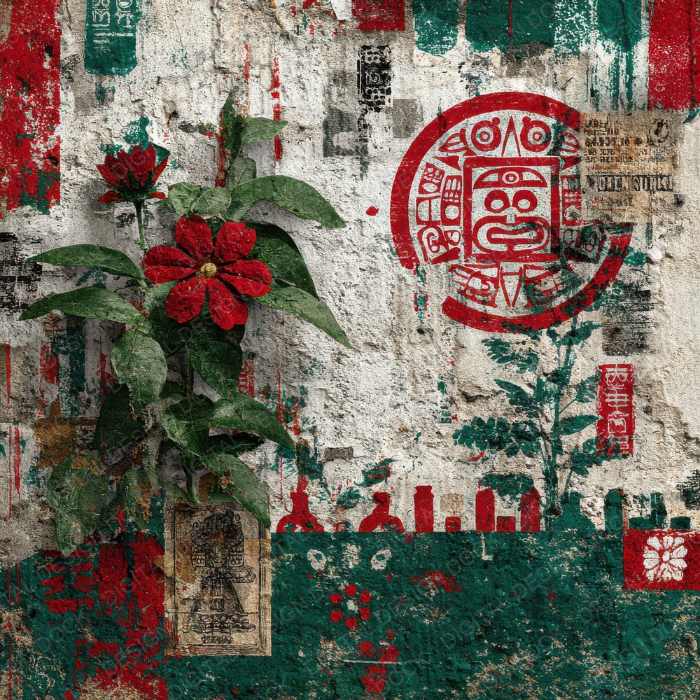 MexicoCity Collage Aztec Mural Stamp Digital Paper Pack (DDD002491)