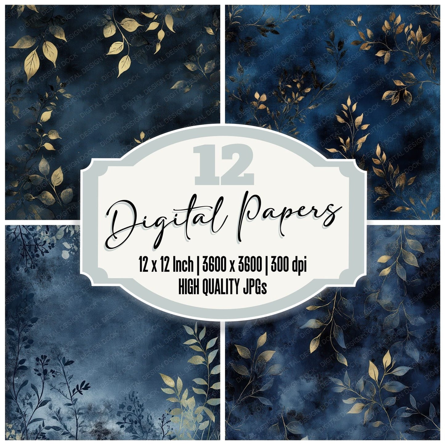 Midnight Ink Flora Digital Paper Pack (DDD002510)