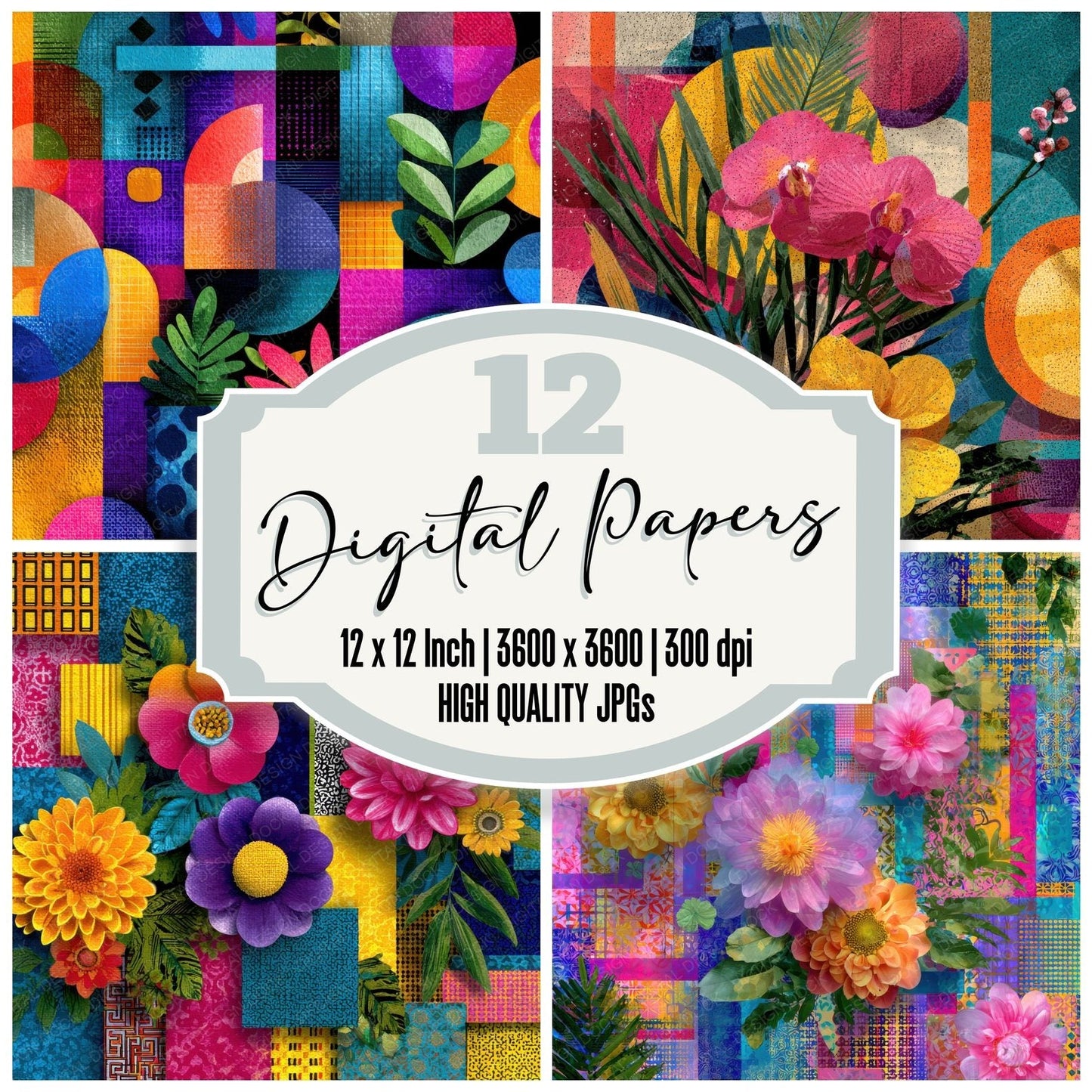 Milhazes Tropical Collage Rhythm Digital Paper Pack (DDD002517)