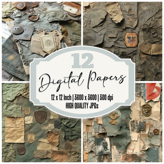 Military Twill Badge Digital Paper Pack (DDD002518)