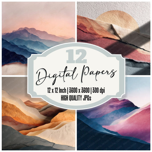 Minimal Dusk Mountains Digital Paper Pack (DDD002523)