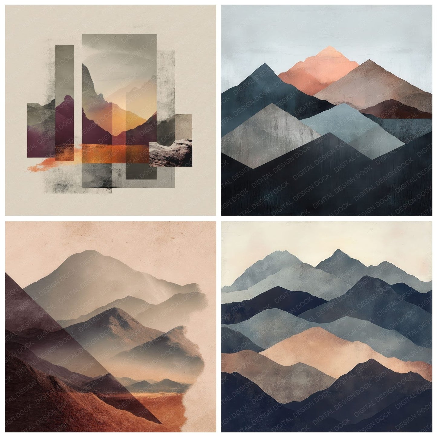 Minimal Dusk Mountains Digital Paper Pack (DDD002523)