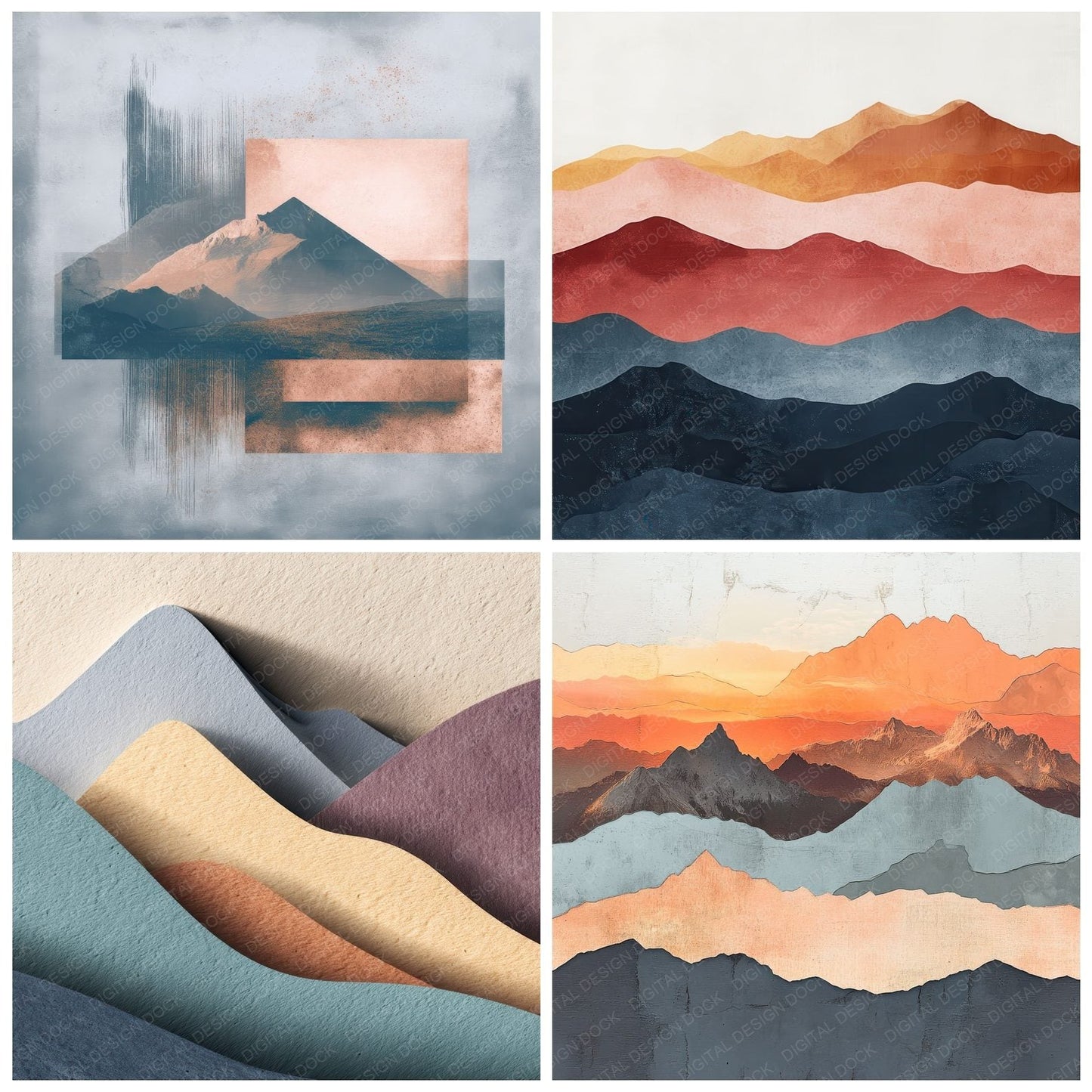 Minimal Dusk Mountains Digital Paper Pack (DDD002523)