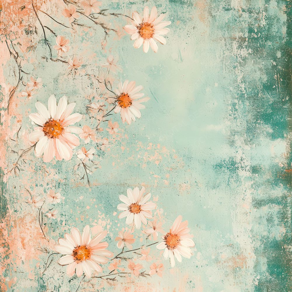 Mint Daisy Scratch Digital Paper Pack (DDD002529)