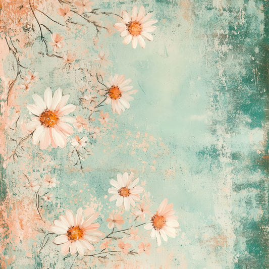 Mint Daisy Scratch Digital Paper Pack (DDD002529)