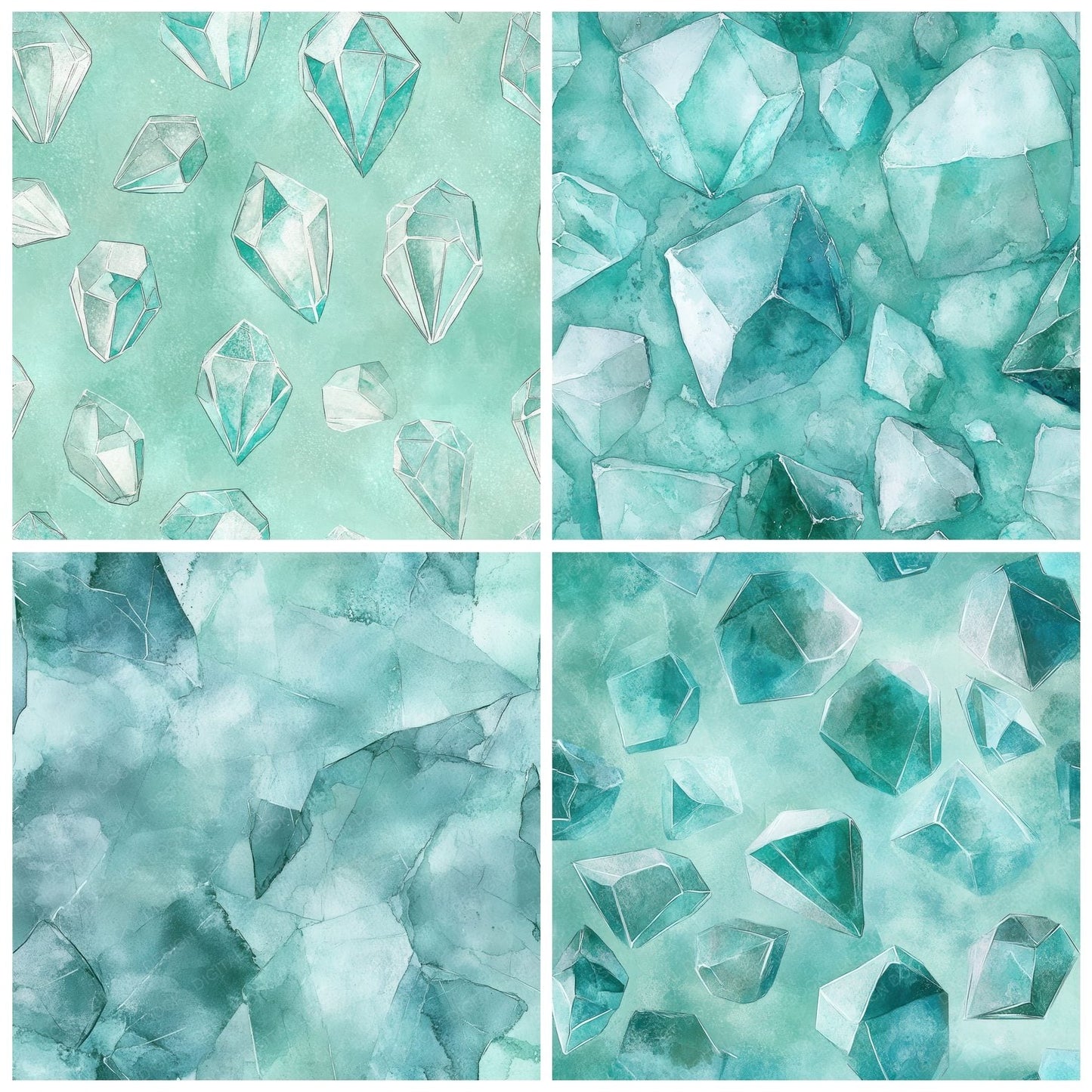 Mint Gem Outline Digital Paper Pack (DDD002530)
