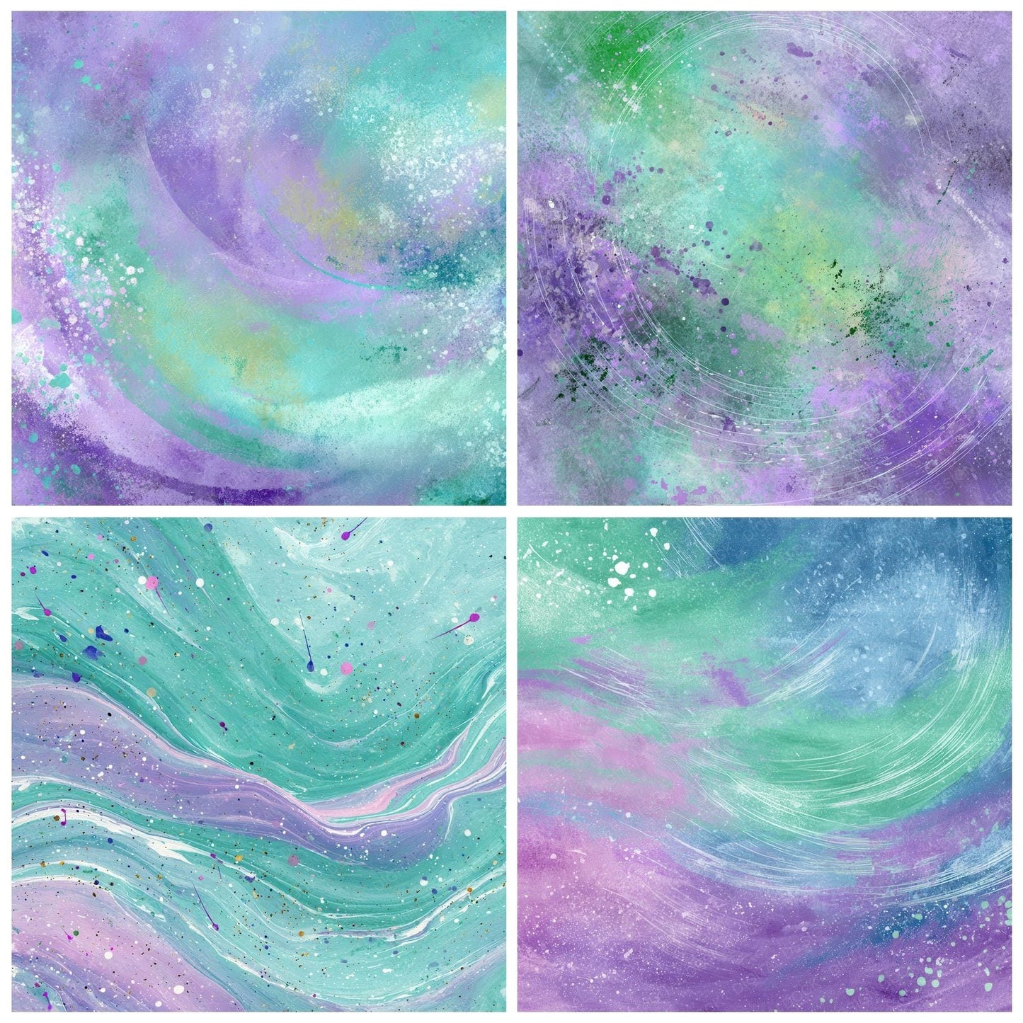 Mint Lilac Splat Smiley Digital Paper Pack (DDD002534)