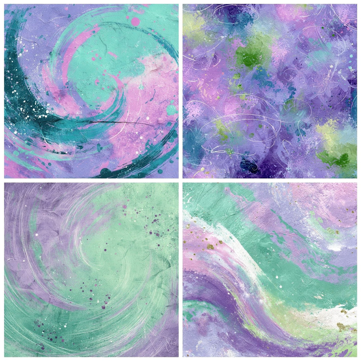 Mint Lilac Splat Smiley Digital Paper Pack (DDD002534)