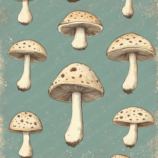 Mint Retro Toadstool Digital Paper Pack (DDD002538)