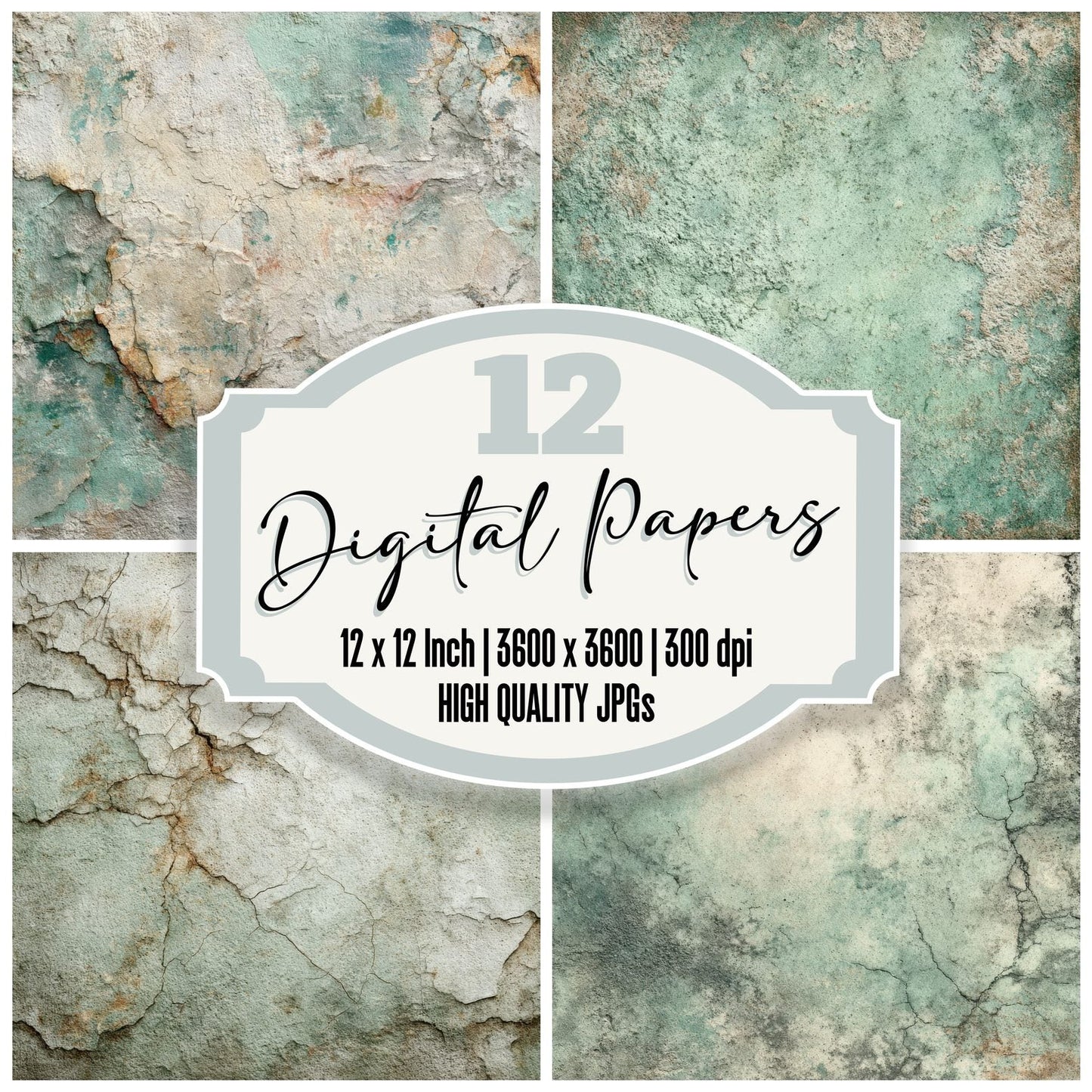 Mint Speckle Tear Digital Paper Pack (DDD002542)