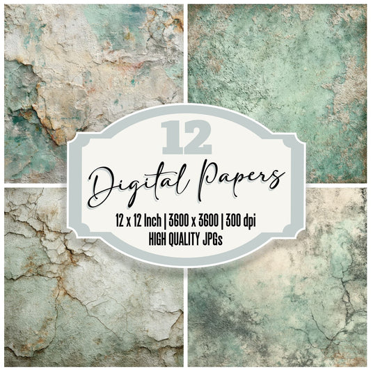 Mint Speckle Tear Digital Paper Pack (DDD002542)