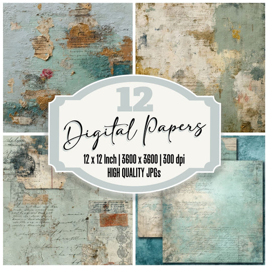 Mint Tape Lace Script Digital Paper Pack (DDD002543)