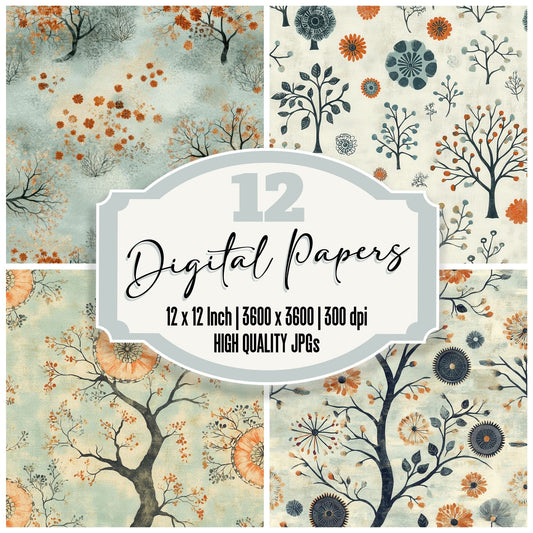 Mint Tree Wheel Digital Paper Pack (DDD002544)
