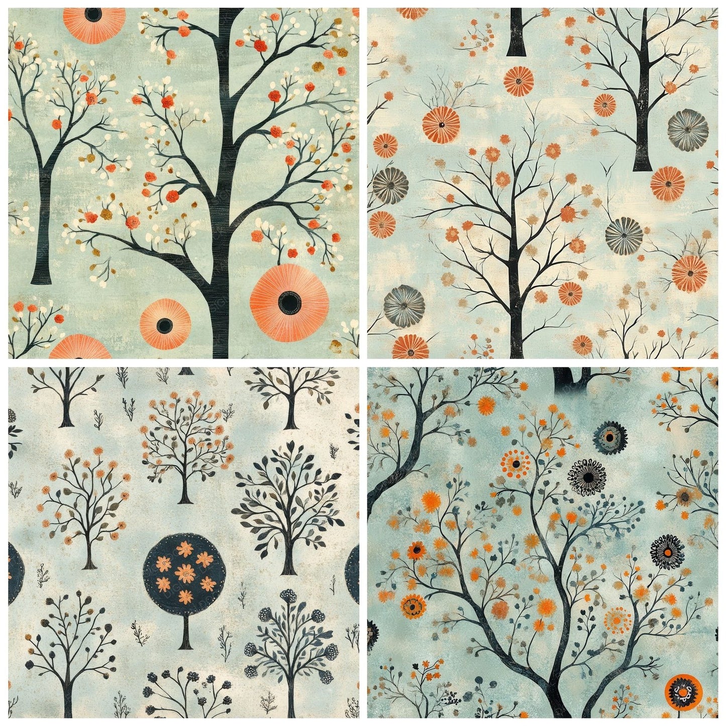 Mint Tree Wheel Digital Paper Pack (DDD002544)