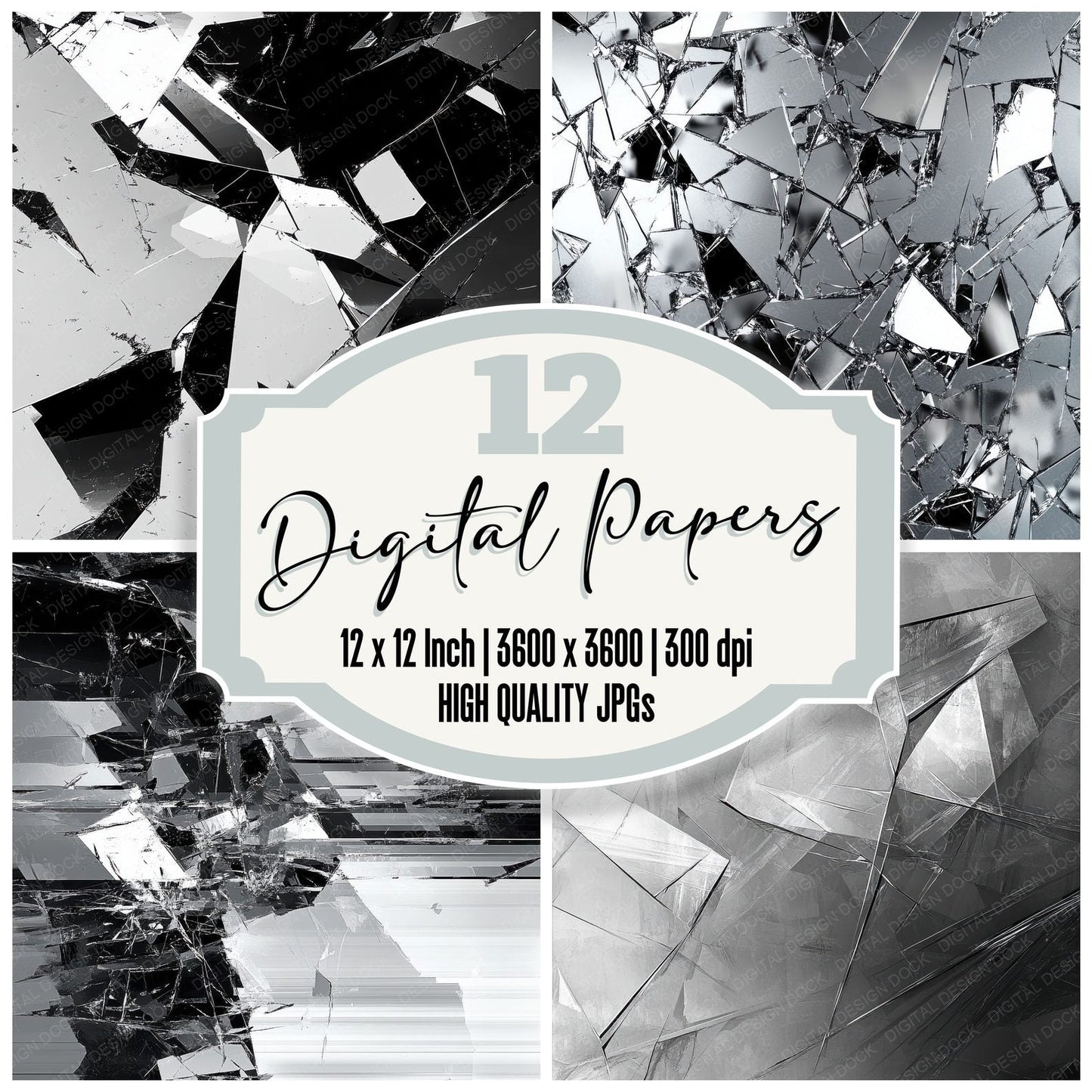 Mirror Shard Glitch Digital Paper Pack (DDD002548)